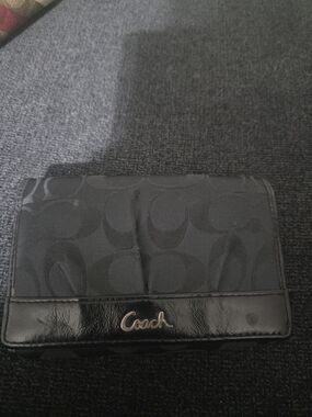 Coach Black Signature Compact Wallet